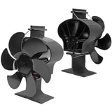 6 Blades Heat Powered Fireplace Fan Self Starting Eco Friendly Wood Stove Fan LT380 Black 152mm Diameter