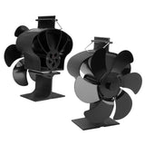 6 Blades Heat Powered Fireplace Fan Self Starting Eco Friendly Wood Stove Fan LT380 Black 152mm Diameter