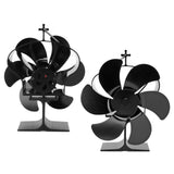 6 Blades Heat Powered Fireplace Fan Self Starting Eco Friendly Wood Stove Fan LT380 Black 152mm Diameter