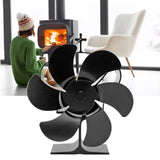6 Blades Heat Powered Fireplace Fan Self Starting Eco Friendly Wood Stove Fan LT380 Black 152mm Diameter - Extra Image