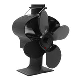 4 Blades Heat Powered Stove Fan High Temperature Resistance Self Starting Fireplace Fan Black Diameter 152mm LT381 Crown Style