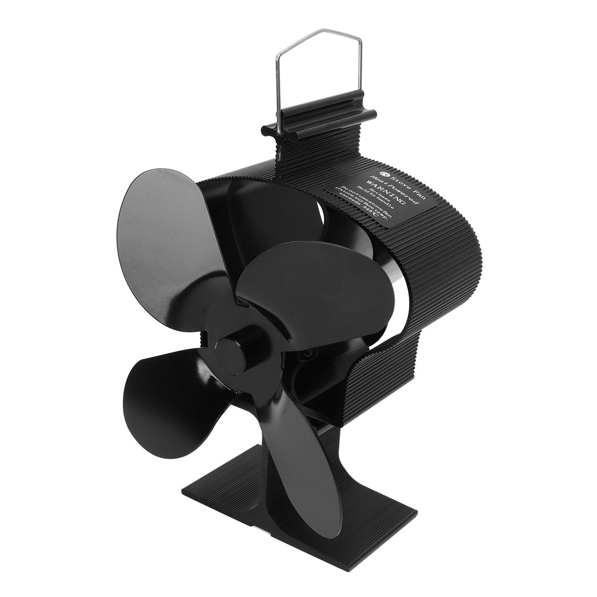 4 Blades Heat Powered Stove Fan High Temperature Resistance Self Starting Fireplace Fan Black Diameter 152mm LT381 Crown Style