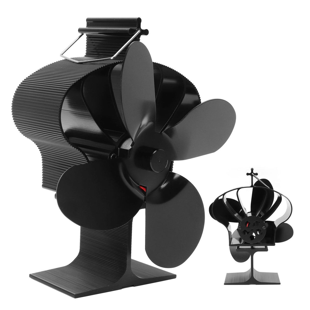 4 Blades Heat Powered Stove Fan High Temperature Resistance Self Starting Fireplace Fan Black Diameter 152mm LT381 Crown Style
