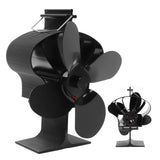 4 Blades Heat Powered Stove Fan High Temperature Resistance Self Starting Fireplace Fan Black Diameter 152mm LT381 Crown Style - Close-Up Angle