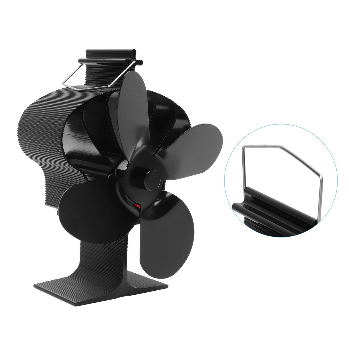 4 Blades Heat Powered Stove Fan High Temperature Resistance Self Starting Fireplace Fan Black Diameter 152mm LT381 Crown Style
