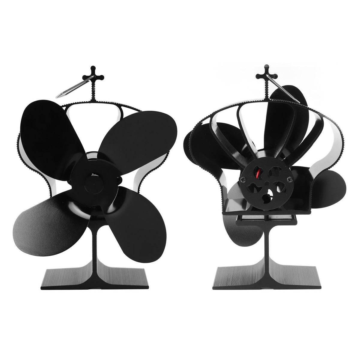 4 Blades Heat Powered Stove Fan High Temperature Resistance Self Starting Fireplace Fan Black Diameter 152mm LT381 Crown Style