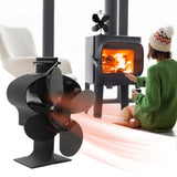 4 Blades Heat Powered Stove Fan High Temperature Resistance Self Starting Fireplace Fan Black Diameter 152mm LT381 Crown Style - Extra Image