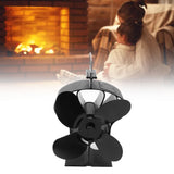 4 Blades Heat Powered Stove Fan High Temperature Resistance Self Starting Fireplace Fan Black Diameter 152mm LT381 Crown Style - Extra Image