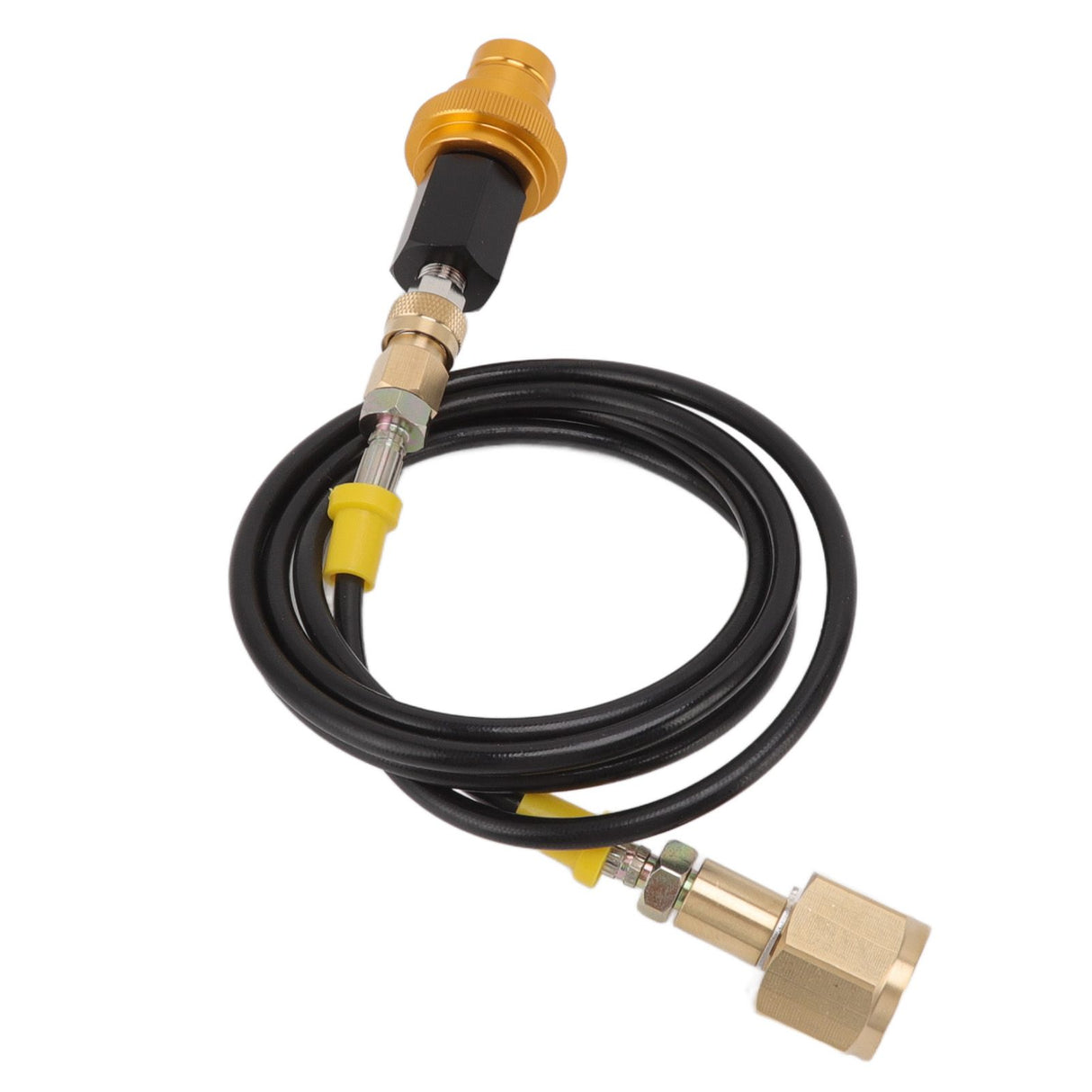 Soda Machine Adapter Hose Kit 1.5m Black Soda Adapter Hose with Gold Quick Adapter CO2 Tank Refill Adapter W21.8 14