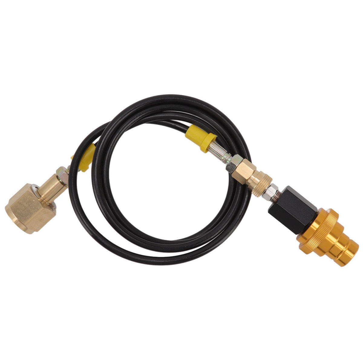 Soda Machine Adapter Hose Kit 1.5m Black Soda Adapter Hose with Gold Quick Adapter CO2 Tank Refill Adapter W21.8 14
