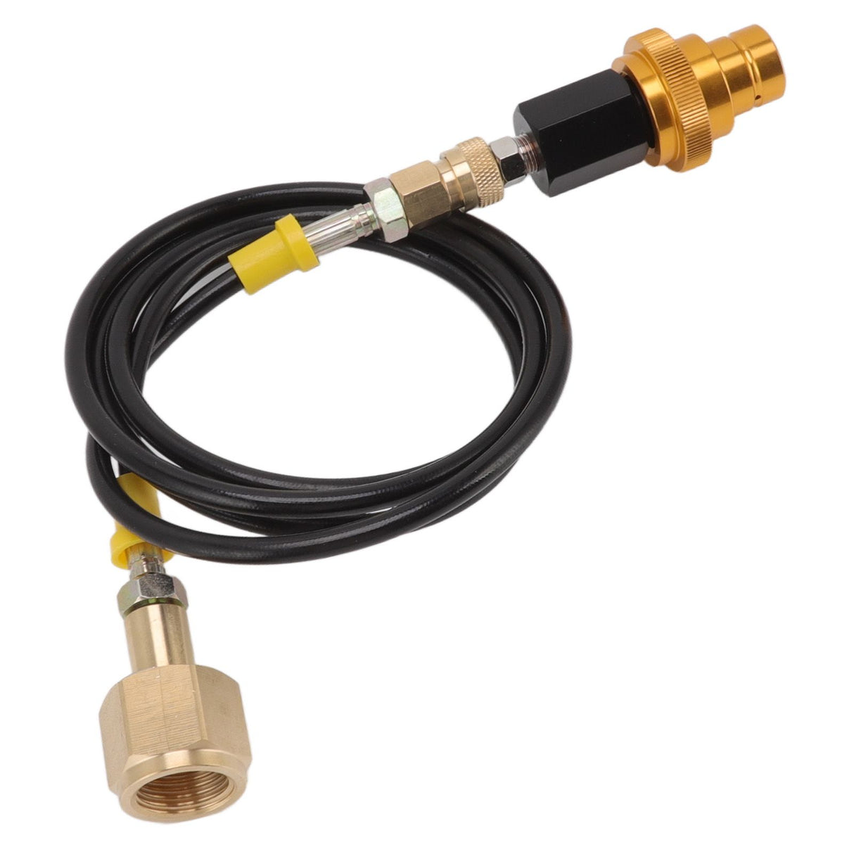 Soda Machine Adapter Hose Kit 1.5m Black Soda Adapter Hose with Gold Quick Adapter CO2 Tank Refill Adapter W21.8 14