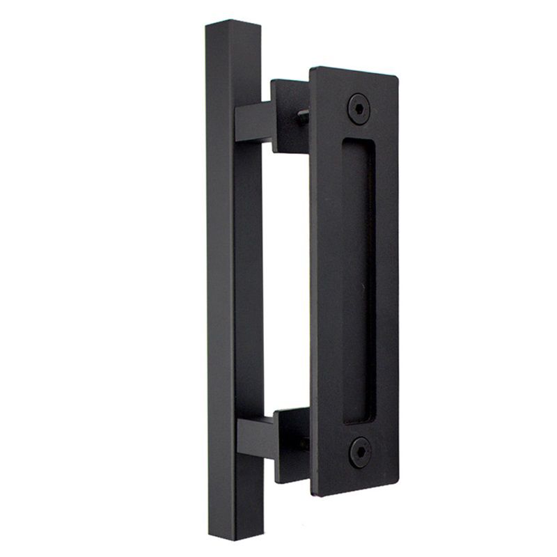 Sliding Barn Door Handle Flat Back Plate Double Sided Rectangular Black Door Pull Handle
