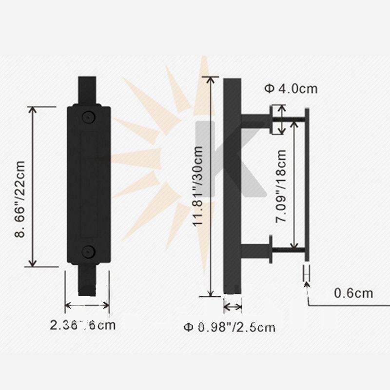 Sliding Barn Door Handle Flat Back Plate Double Sided Rectangular Black Door Pull Handle