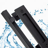 Sliding Barn Door Handle Flat Back Plate Double Sided Rectangular Black Door Pull Handle - Rear View