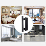 Sliding Barn Door Handle Flat Back Plate Double Sided Rectangular Black Door Pull Handle - Close-Up Angle