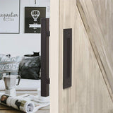 Sliding Barn Door Handle Flat Back Plate Double Sided Rectangular Black Door Pull Handle - Low Angle