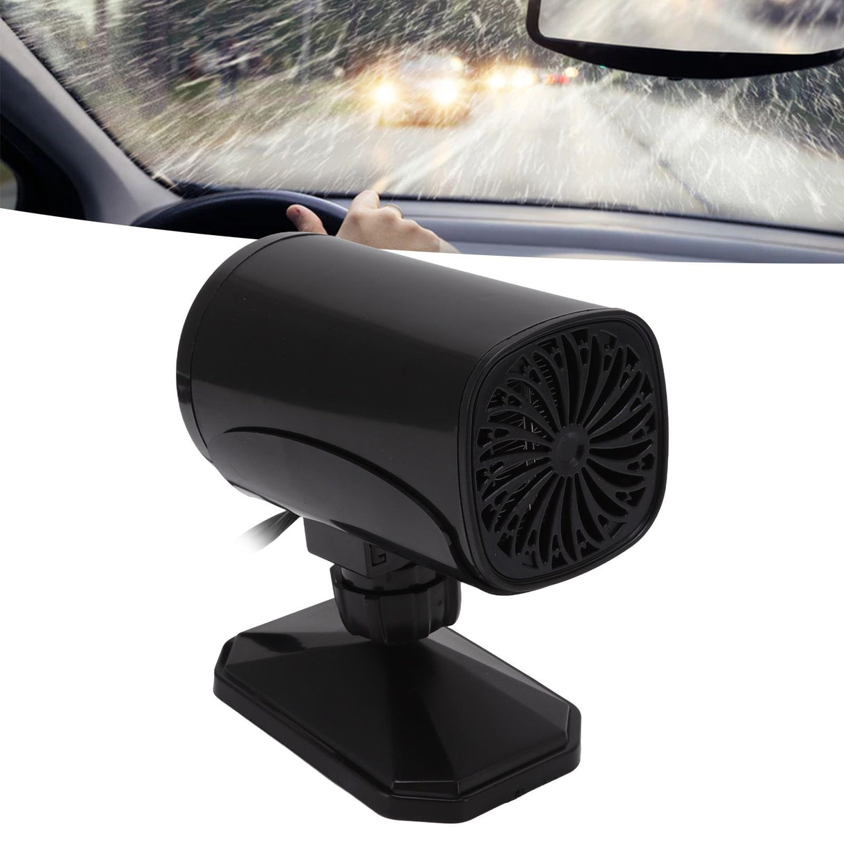 Car Heater Fan 2 in 1 Cooling Heating Car Fan Portable Windshield Defroster Defogger Black 12V