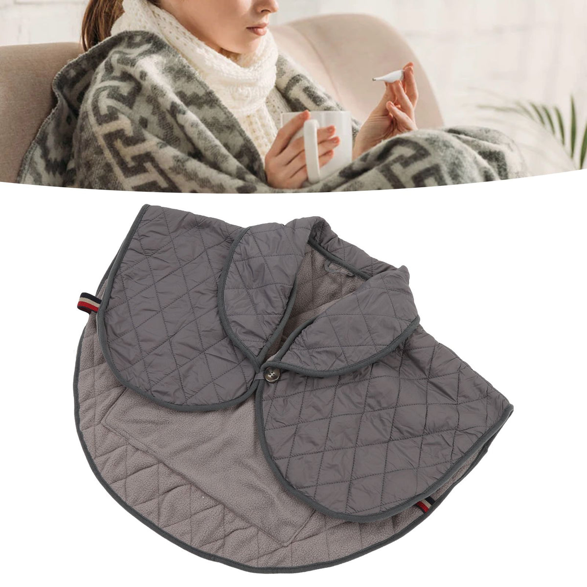 Shoulder Heating Pad Cold Proof Polyester Fiber USB Power Supply Unisex Electric Heated Shawl for Winter Grey