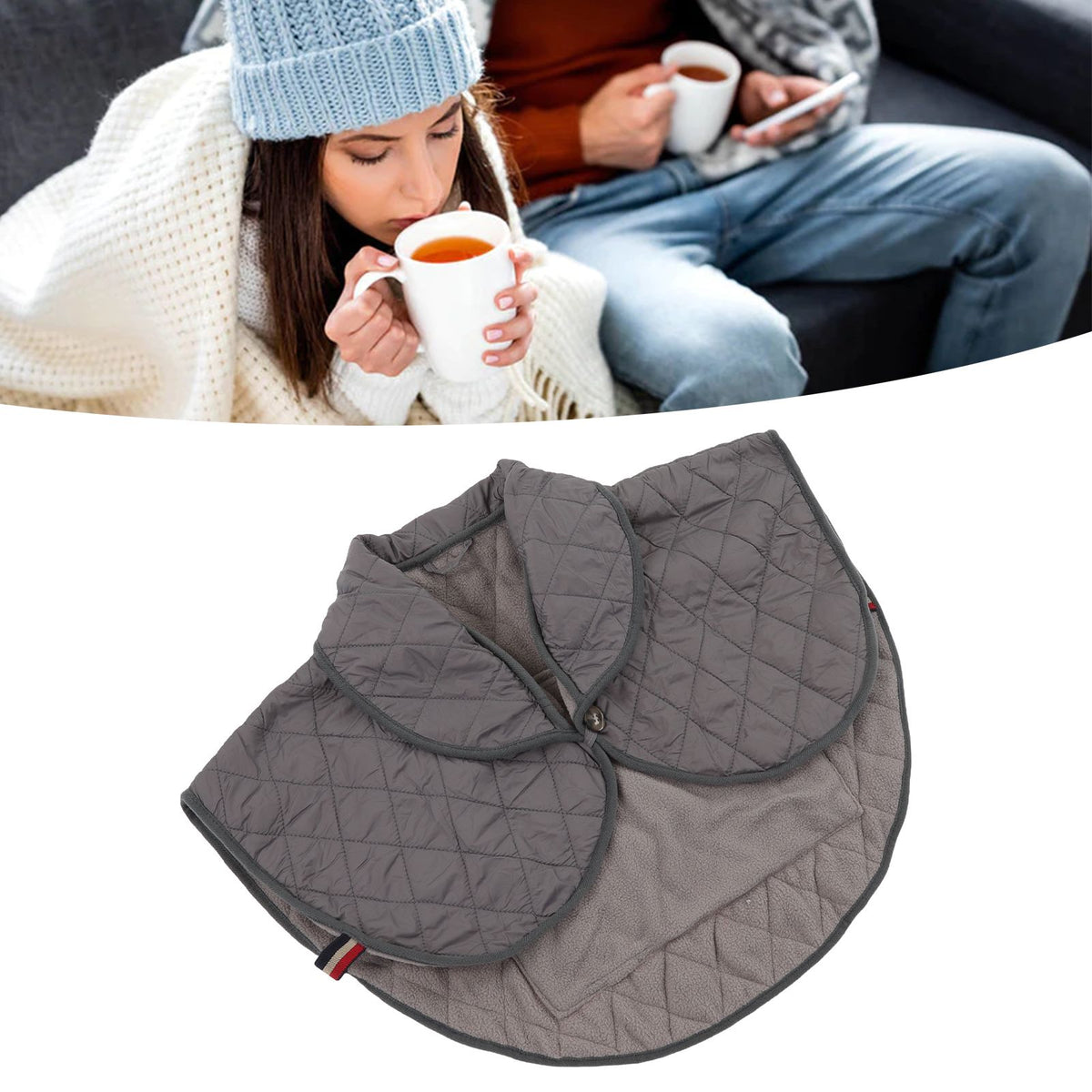 Shoulder Heating Pad Cold Proof Polyester Fiber USB Power Supply Unisex Electric Heated Shawl for Winter Grey