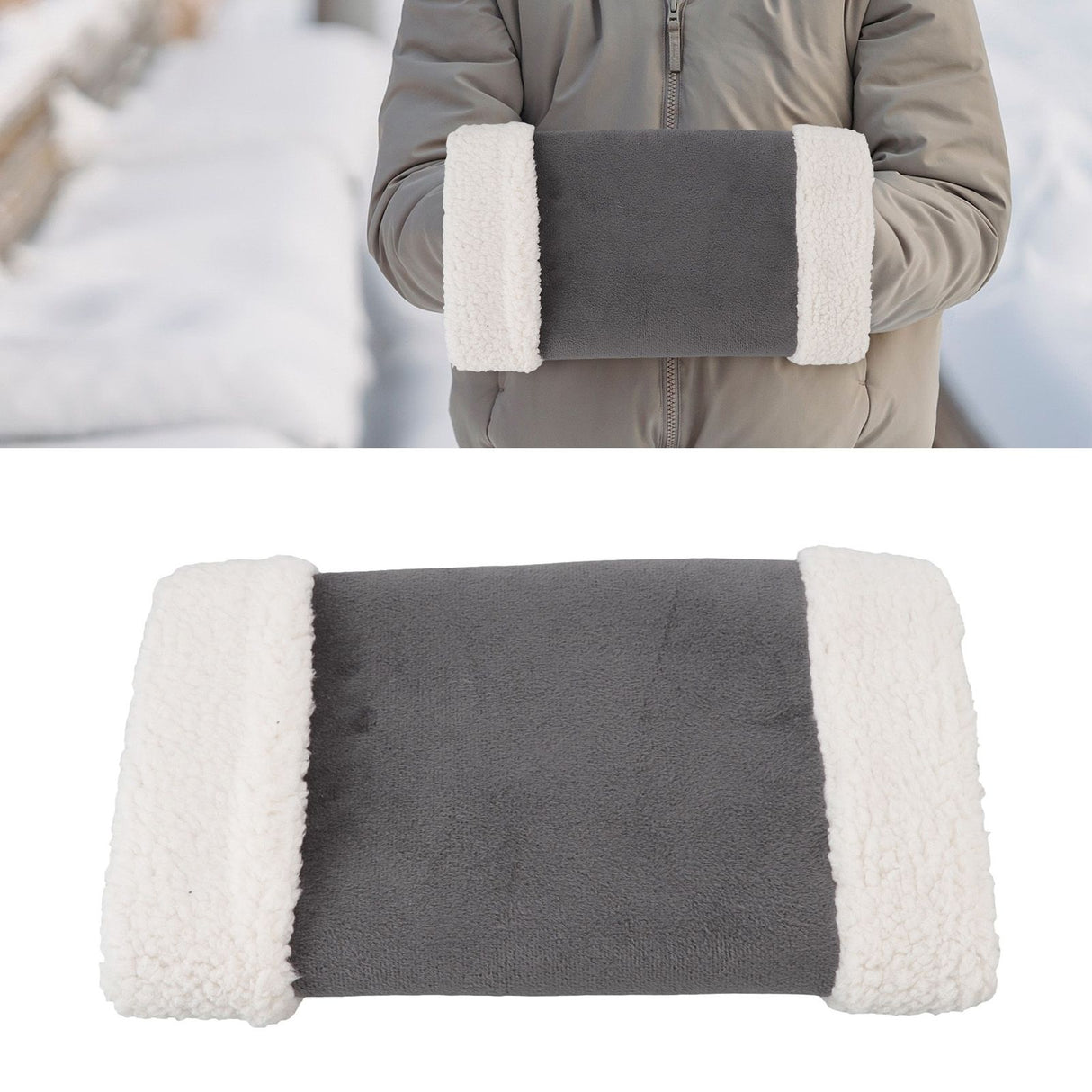 Portable Heated Hand Muff Plush Thickened Heated Hand Warmer Pouch USB Rechargeable Electric Heater for Autumn Winter Warm 10W 5V Gary