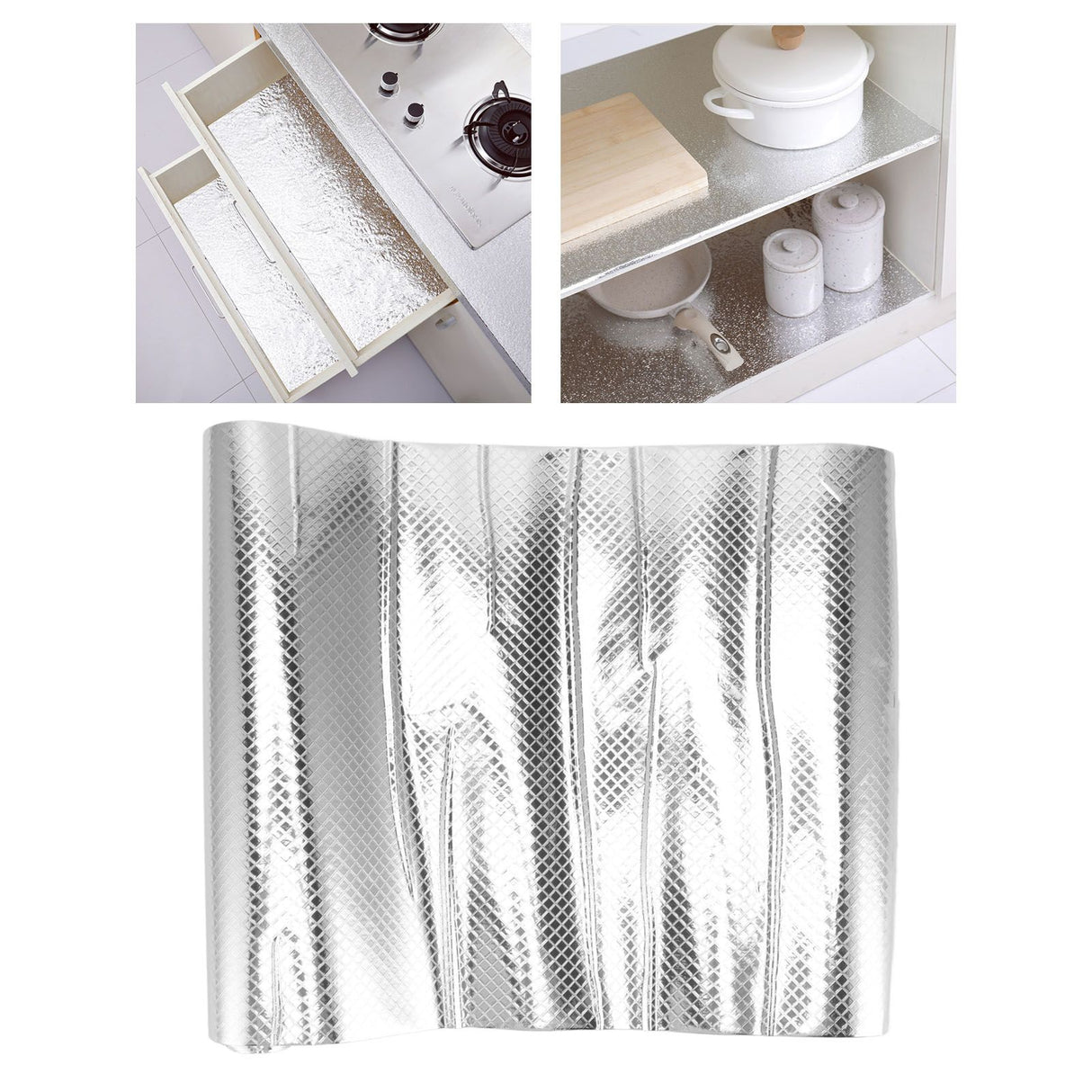 Kitchen Aluminum Foil Stickers Oil Proof Waterproof PVC Self Adhesive Kitchen Backsplash Wallpaper for Kitchen Cabinet Silver Size: Approx. 30x200cm / 11.8x78.7in