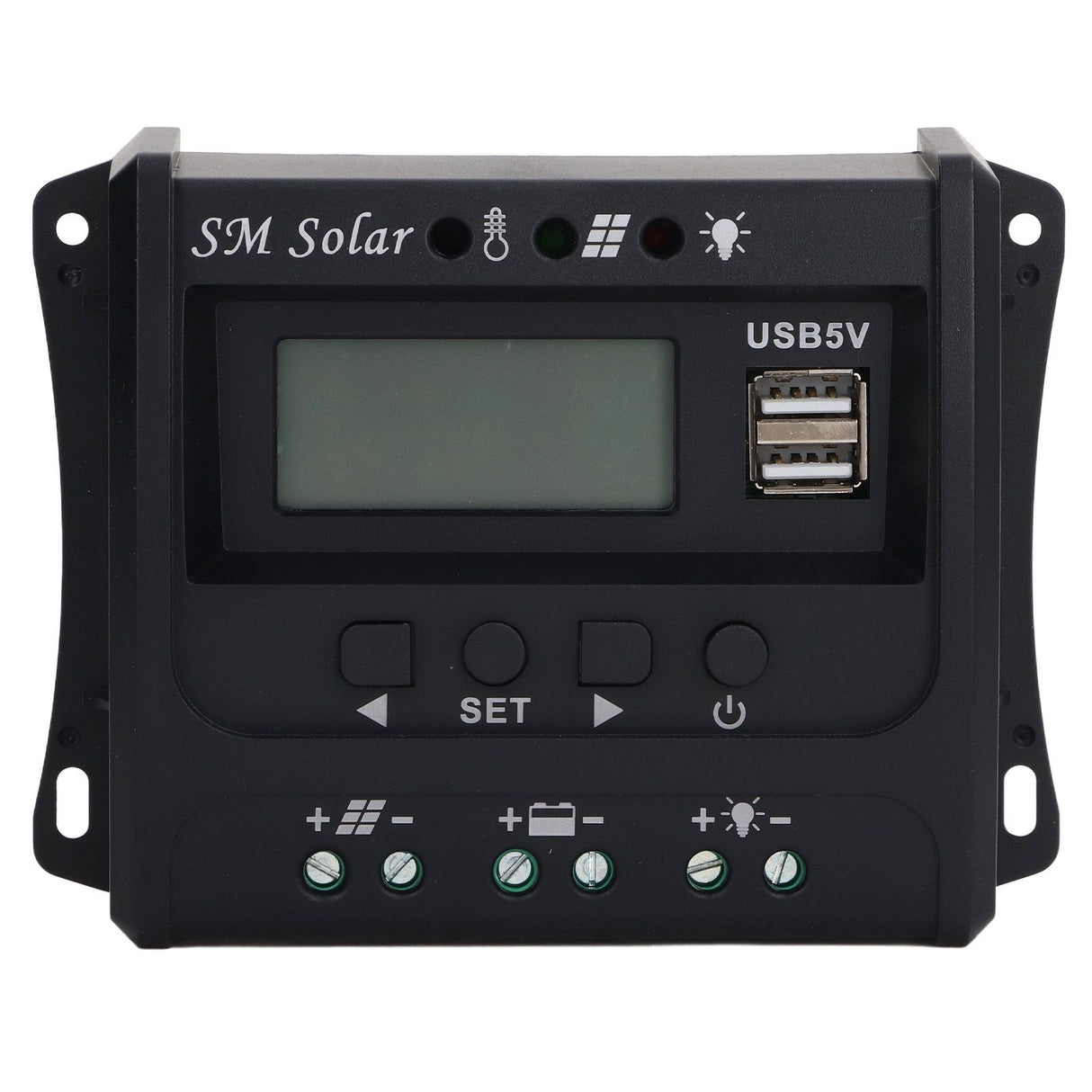 Solar Panel Controller 3 Stage PWM Charging Intelligent Microcontroller ABS Aluminum Plate 12V 24V Solar Charge Controller SEC10(10A)