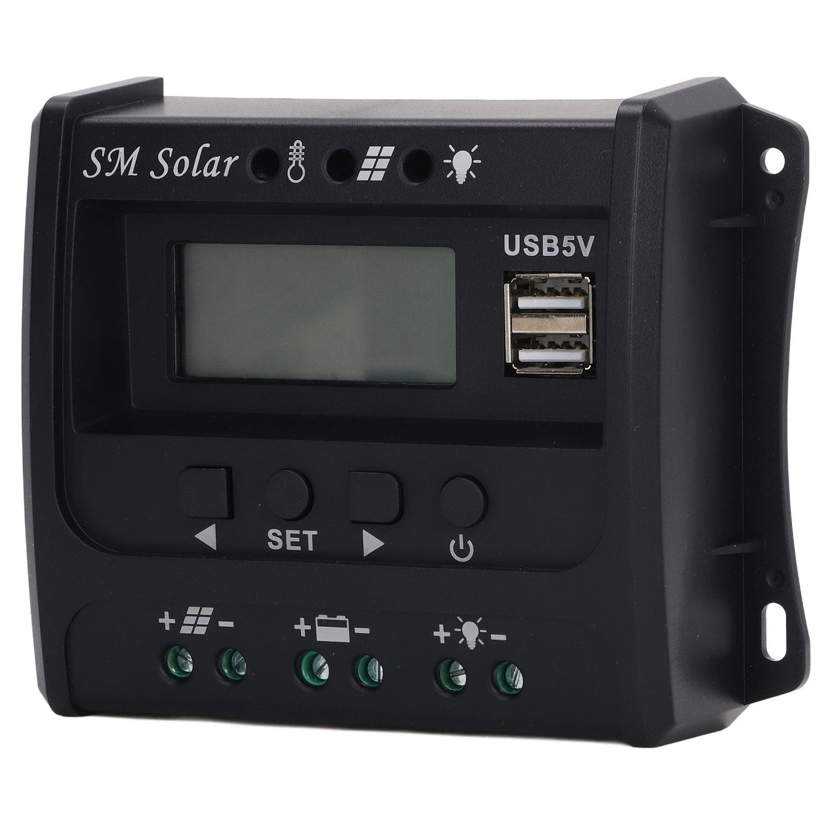 Solar Panel Controller 3 Stage PWM Charging Intelligent Microcontroller ABS Aluminum Plate 12V 24V Solar Charge Controller SEC10(10A)
