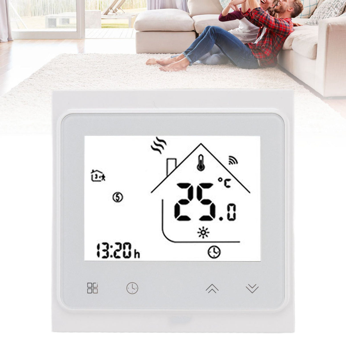 Smart Thermostat for Zigbee Mobile Phone App Voice Control Smart Remote Water Heating Thermostat AC 95‑240V White