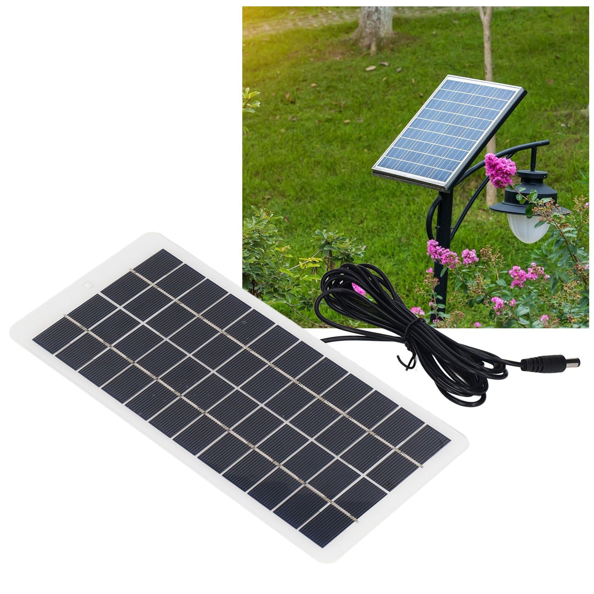 Solar Panel Polysilicon High Light Transmission Portable Solar Cell with DC Interface for 3.7V Battery 5W 12V