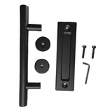 Sliding Barn Door Handle Carbon Steel 4.8mm Thick Double Sided Barn Door Push Pull Handle Black Round Handle