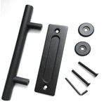 Sliding Barn Door Handle Carbon Steel 4.8mm Thick Double Sided Barn Door Push Pull Handle Black Round Handle