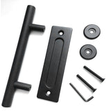 Sliding Barn Door Handle Carbon Steel 4.8mm Thick Double Sided Barn Door Push Pull Handle Black Round Handle - Front View
