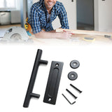 Sliding Barn Door Handle Carbon Steel 4.8mm Thick Double Sided Barn Door Push Pull Handle Black Round Handle
