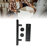 Sliding Barn Door Handle Carbon Steel 4.8mm Thick Double Sided Barn Door Push Pull Handle Black Round Handle