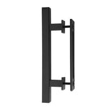 Sliding Barn Door Handle Carbon Steel 4.8mm Thick Double Sided Barn Door Push Pull Handle Black Square Handle - Front View