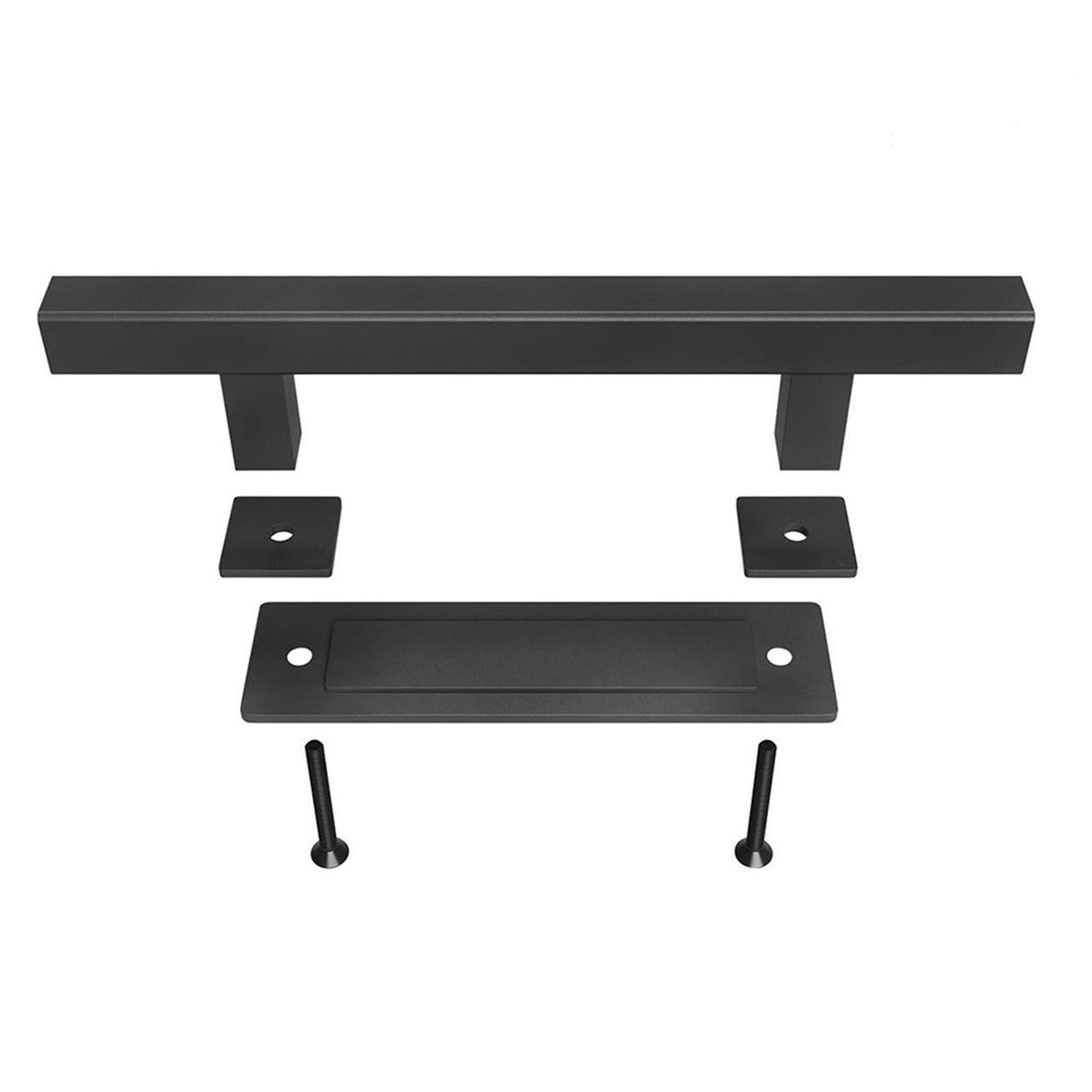 Sliding Barn Door Handle Carbon Steel 4.8mm Thick Double Sided Barn Door Push Pull Handle Black Square Handle