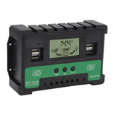 Solar Controller 12V 24V Charge Discharge PV Regulator LCD Display Dual USB Output 30A - Front View
