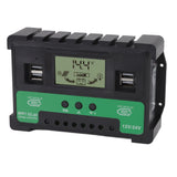 Solar Controller 12V 24V Charge Discharge PV Regulator LCD Display Dual USB Output 30A - Side View