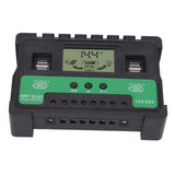 Solar Controller 12V 24V Charge Discharge PV Regulator LCD Display Dual USB Output 30A - Top-Down View