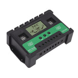 Solar Controller 12V 24V Charge Discharge PV Regulator LCD Display Dual USB Output 30A