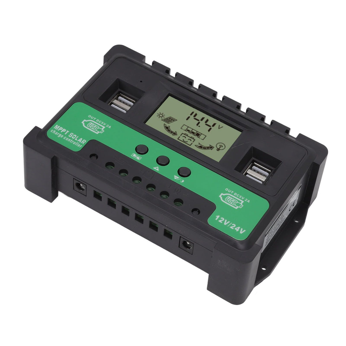 Solar Controller 12V 24V Charge Discharge PV Regulator LCD Display Dual USB Output 30A