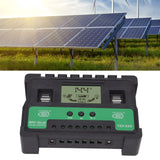 Solar Controller 12V 24V Charge Discharge PV Regulator LCD Display Dual USB Output 30A