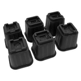 6Pcs Furniture Risers Multifunction 5in Height Black Plastic Furniture Leg Extender for Office Home Sofa - Front View