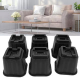 6Pcs Furniture Risers Multifunction 5in Height Black Plastic Furniture Leg Extender for Office Home Sofa