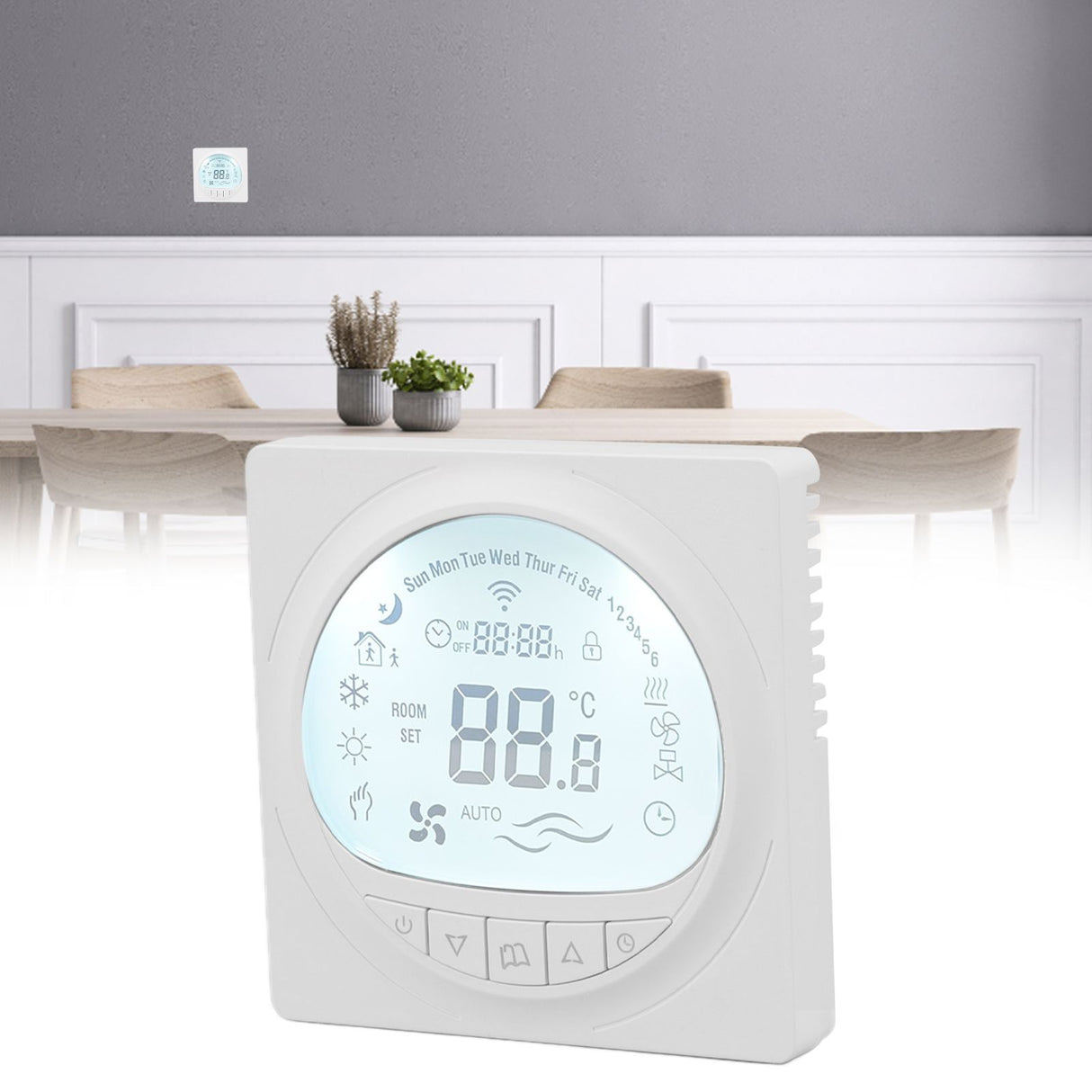Floor Heating Thermostat Programmable Large LCD Display Plumbing Temperature Controller with 485 Communication 220V