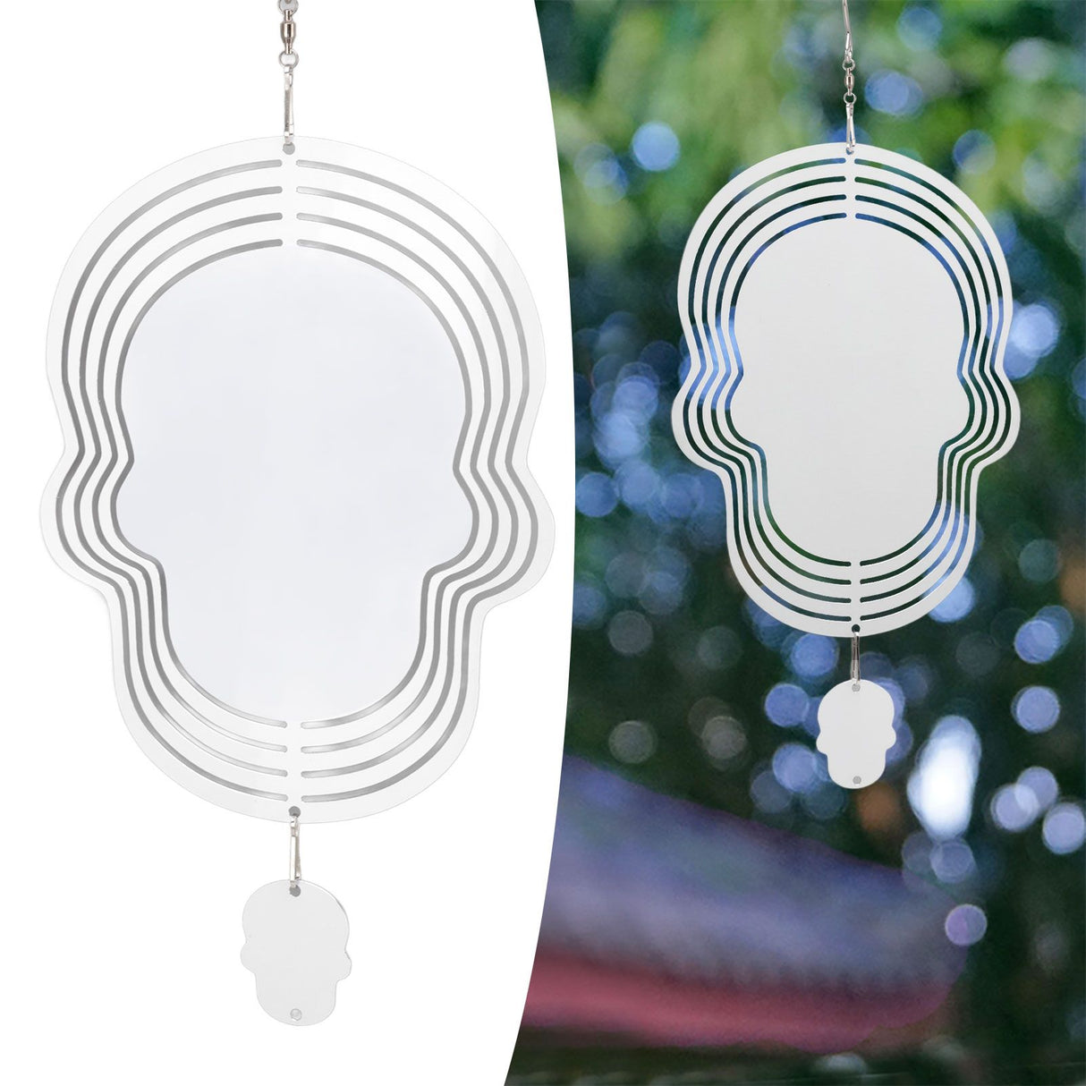 Wind Chime White Simple Delicate Decorative Weather Resistance Ornament for Lamp Tree Wall Skull Pattern