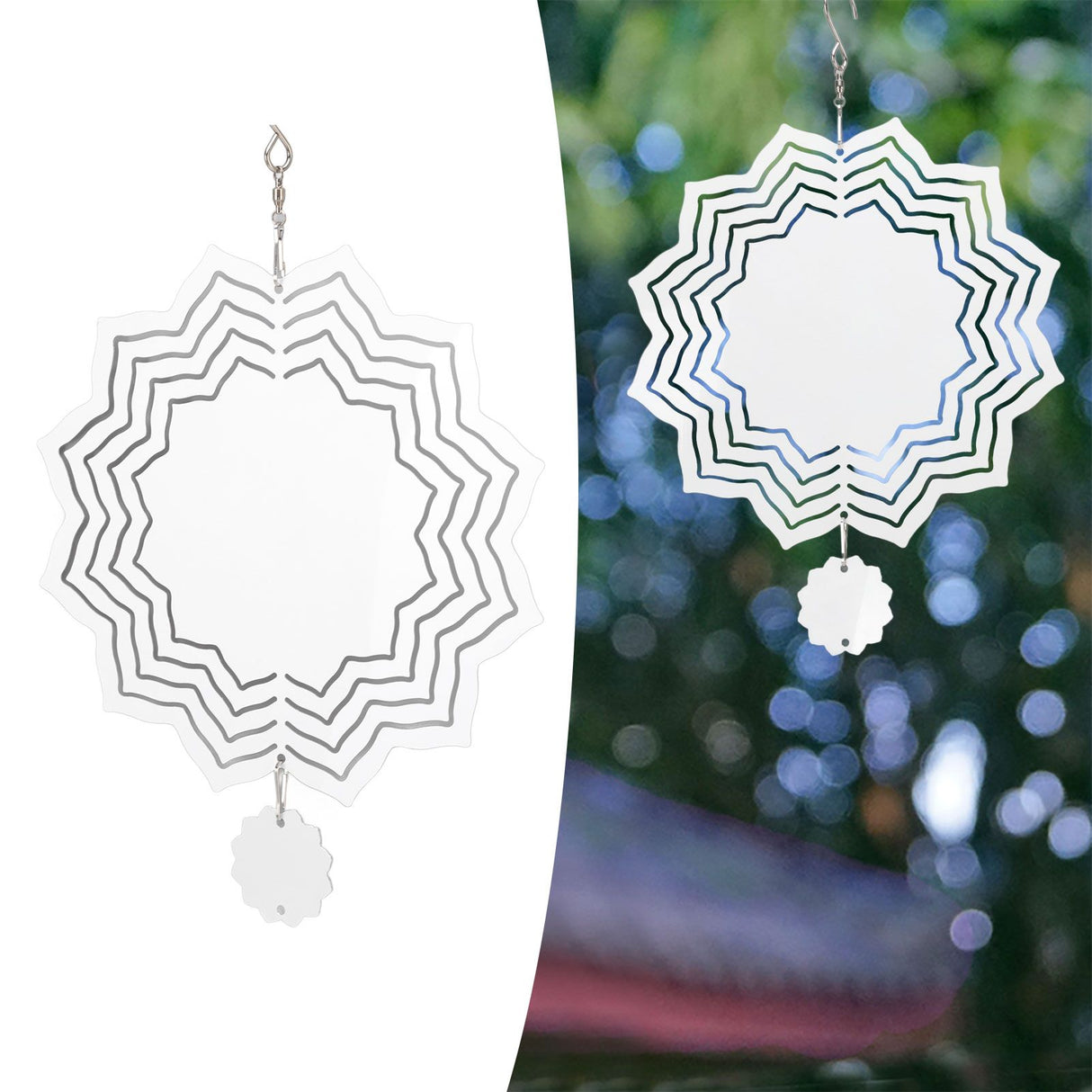 Wind Chime White Simple Delicate Decorative Weather Resistance Ornament for Lamp Tree Wall Lotus Pattern