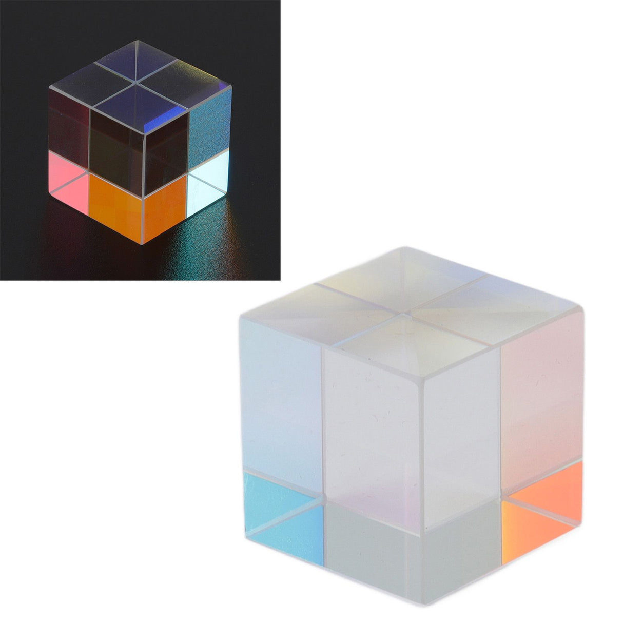 Prism Cube Optical Glass RGB Dispersion Color Cube Sun Catcher X Cube Prism Birthday Gift 20x20x20mm/0.8x0.8x0.8in