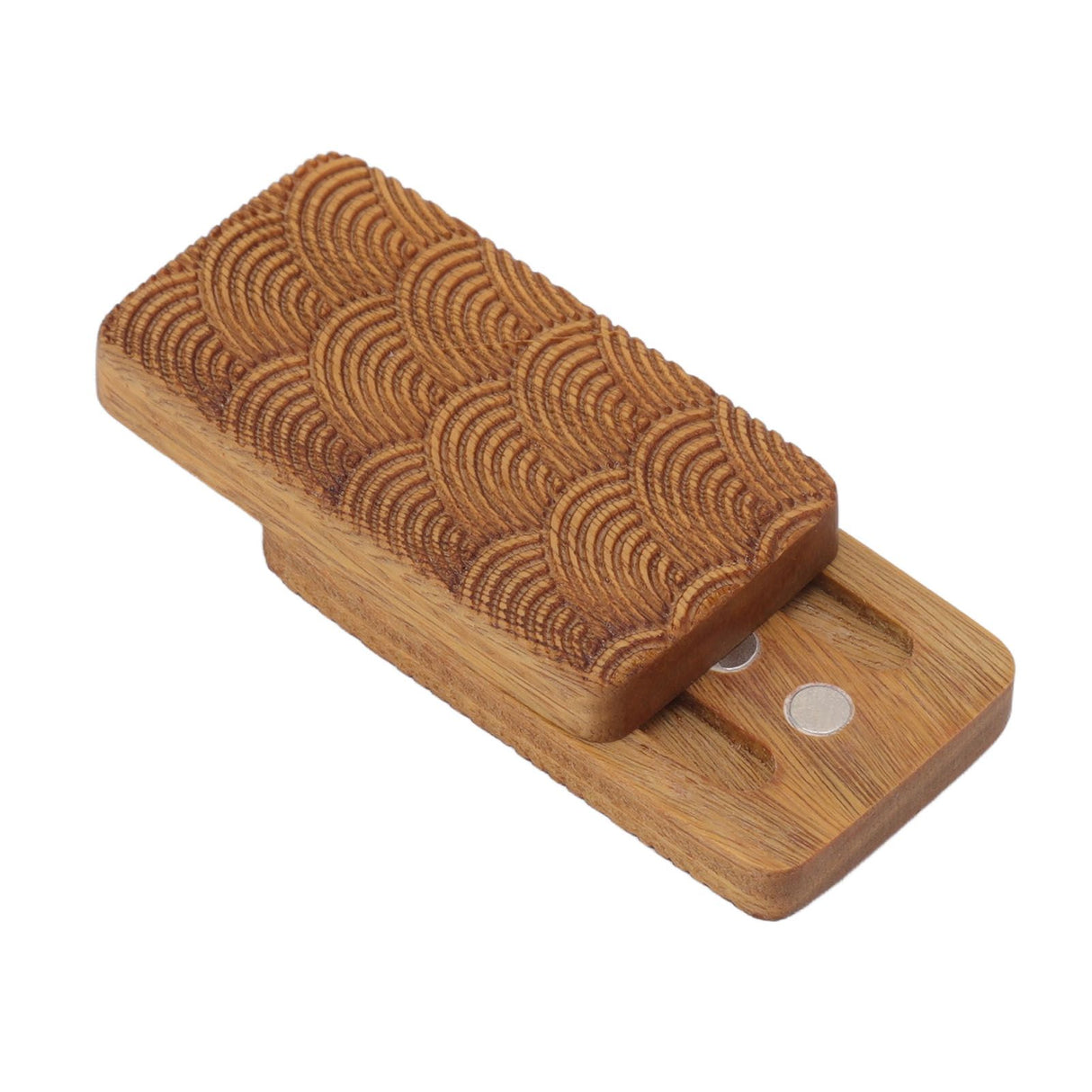 Fidget Slider Green Sandalwood Water Ripples Designed Magnetic Push Slider Toy for 15 to 35 Years Old ADHD Autism