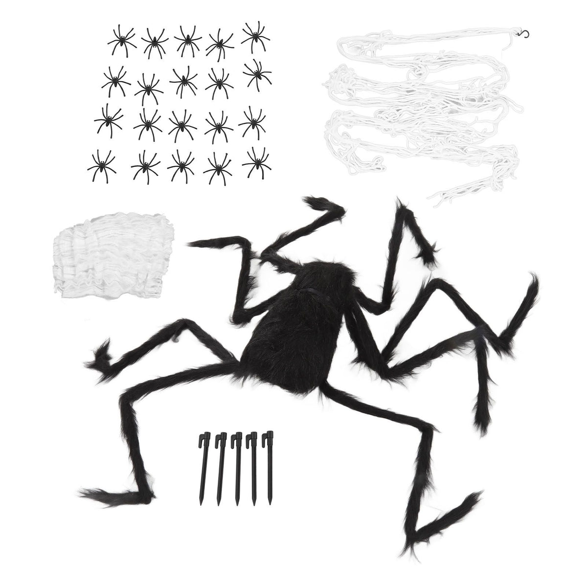 Cobweb and Spider Terror Decoration Soft with 40g Cotton White and Black Spider Cobweb Props for Halloween